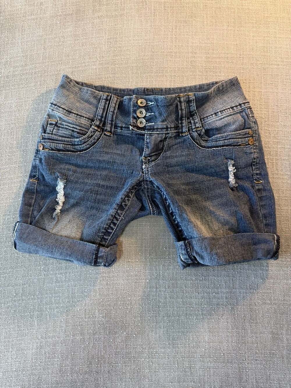 Angels Women's Size 3 Distressed Denim Cuffed Shorts